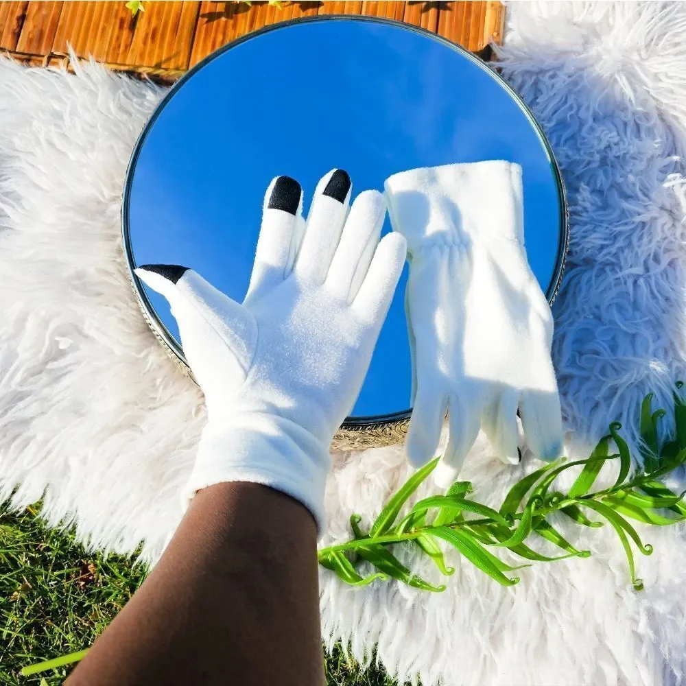 New Cozy Ivory Text Capability Statement Gloves.